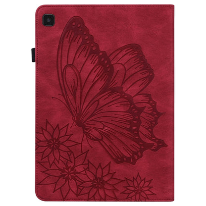 For Samsung Galaxy Tab A7 Lite T220/T225 Big Butterfly Embossed Leather Tablet Case(Red) by bashfashion