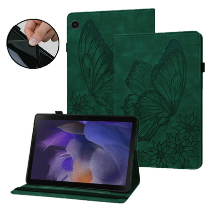 For Samsung Galaxy Tab A8 Big Butterfly Embossed Leather Tablet Case(Green) by bashfashion