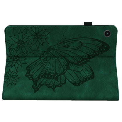 For Samsung Galaxy Tab A8 Big Butterfly Embossed Leather Tablet Case(Green) by bashfashion