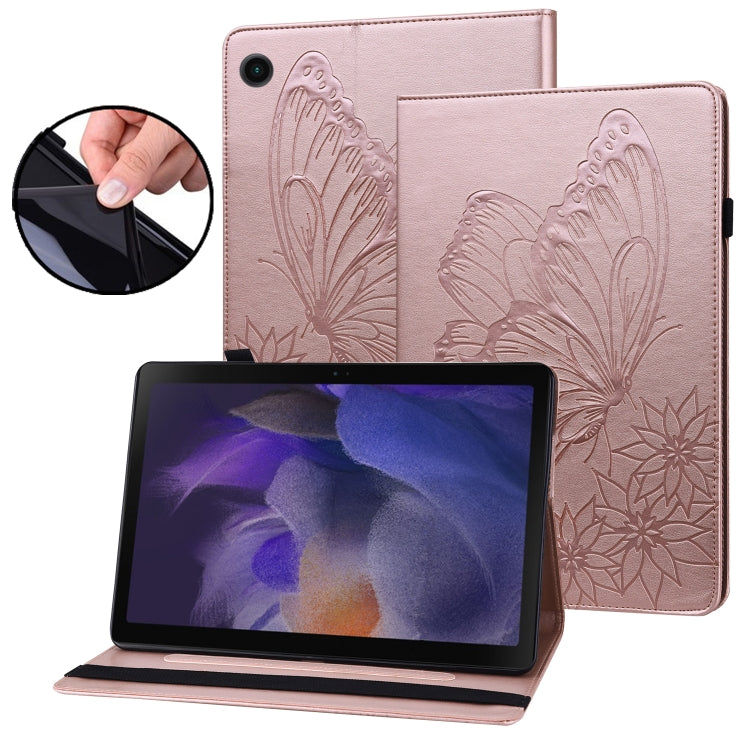For Samsung Galaxy Tab A8 Big Butterfly Embossed Leather Tablet Case(Rose Gold) by bashfashion