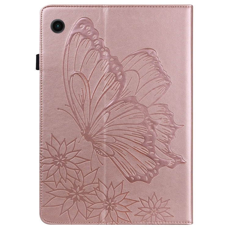 For Samsung Galaxy Tab A8 Big Butterfly Embossed Leather Tablet Case(Rose Gold) by bashfashion
