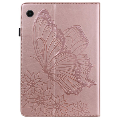 For Samsung Galaxy Tab A8 Big Butterfly Embossed Leather Tablet Case(Rose Gold) by bashfashion