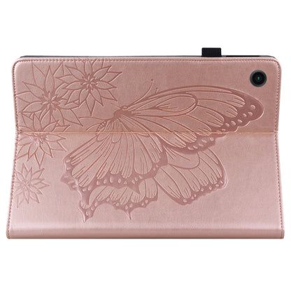 For Samsung Galaxy Tab A8 Big Butterfly Embossed Leather Tablet Case(Rose Gold) by bashfashion