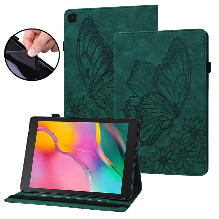 For Samsung Galaxy Tab A 8.0 2019 T290/T295 Big Butterfly Embossed Leather Tablet Case(Green) by bashfashion
