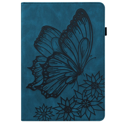 For Samsung Galaxy Tab A 8.0 2019 T290/T295 Big Butterfly Embossed Leather Tablet Case(Blue) by bashfashion