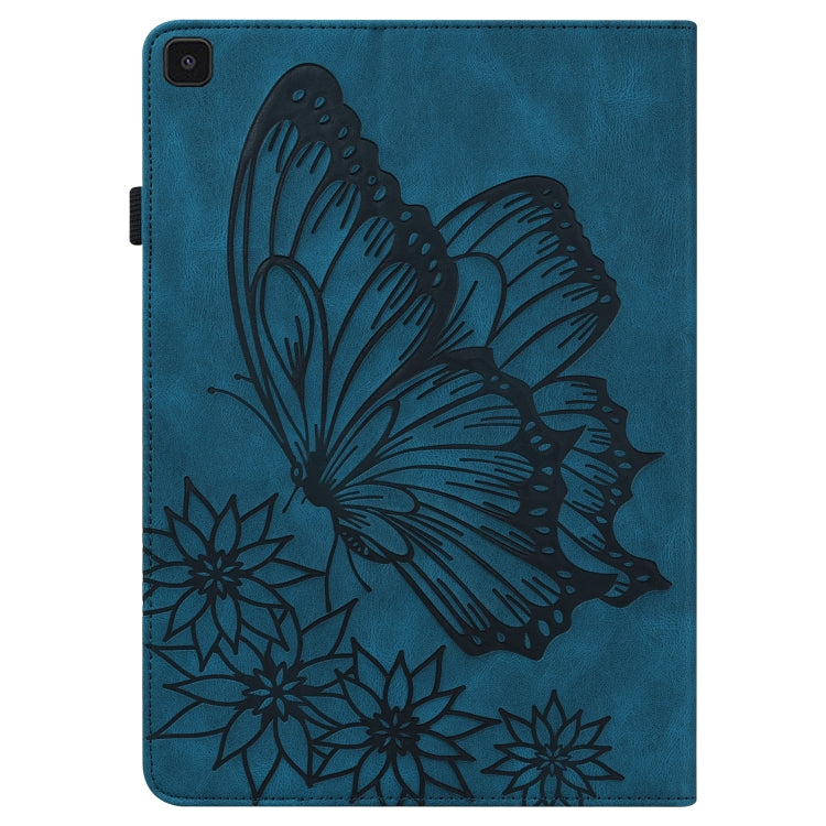 For Samsung Galaxy Tab A 8.0 2019 T290/T295 Big Butterfly Embossed Leather Tablet Case(Blue) by bashfashion
