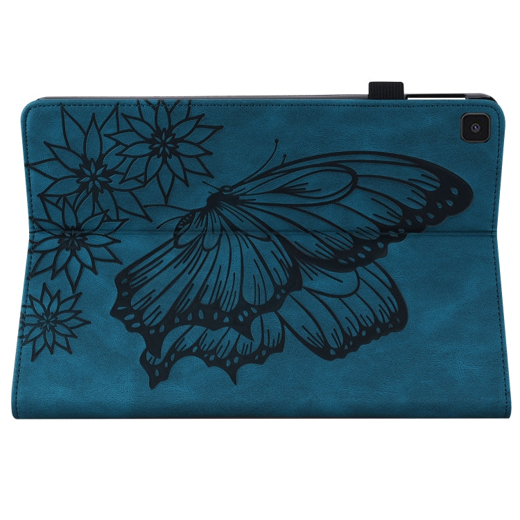 For Samsung Galaxy Tab A 8.0 2019 T290/T295 Big Butterfly Embossed Leather Tablet Case(Blue) by bashfashion