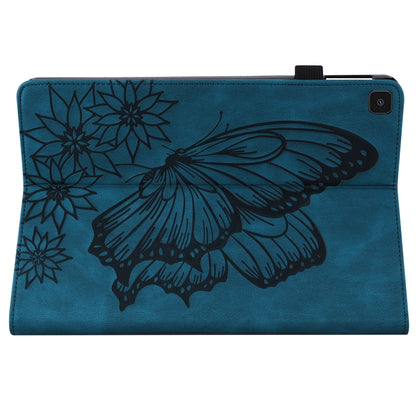 For Samsung Galaxy Tab A 8.0 2019 T290/T295 Big Butterfly Embossed Leather Tablet Case(Blue) by bashfashion