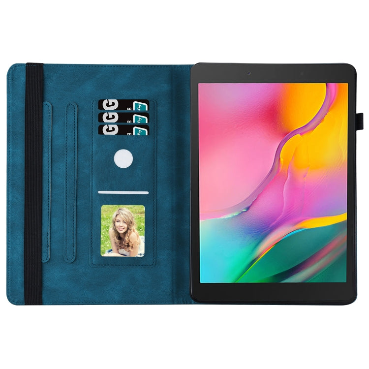 For Samsung Galaxy Tab A 8.0 2019 T290/T295 Big Butterfly Embossed Leather Tablet Case(Blue) by bashfashion