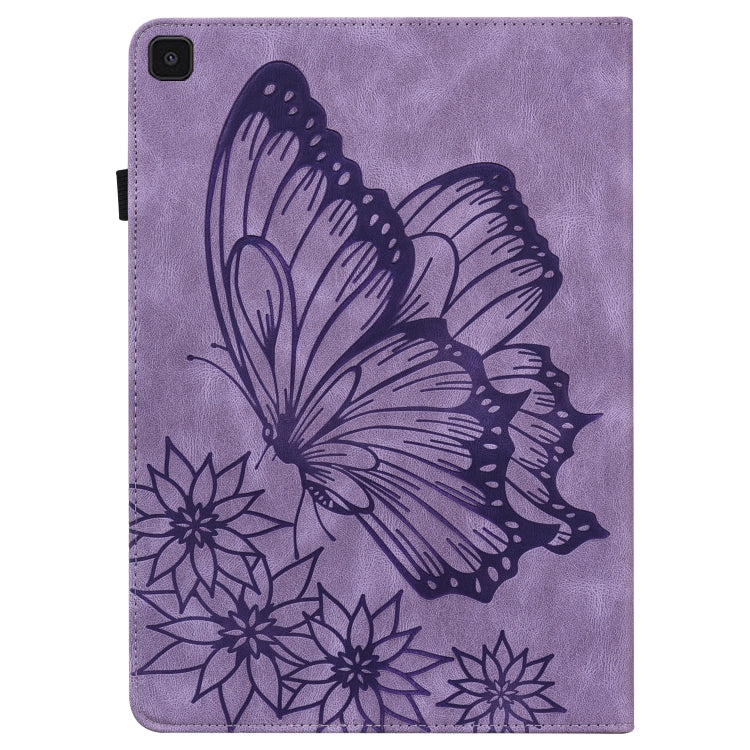 For Samsung Galaxy Tab A 8.0 2019 T290/T295 Big Butterfly Embossed Leather Tablet Case(Purple) by bashfashion
