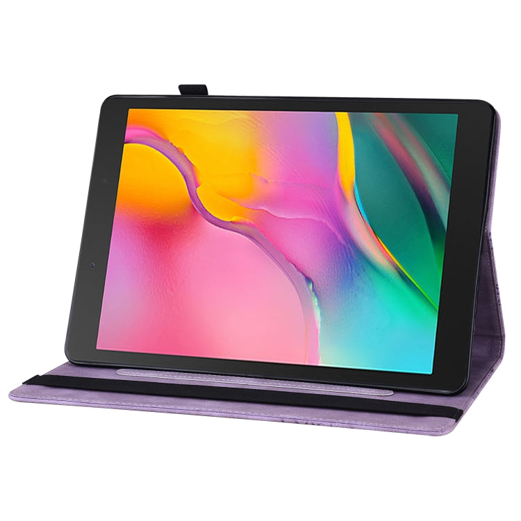 For Samsung Galaxy Tab A 8.0 2019 T290/T295 Big Butterfly Embossed Leather Tablet Case(Purple) by bashfashion