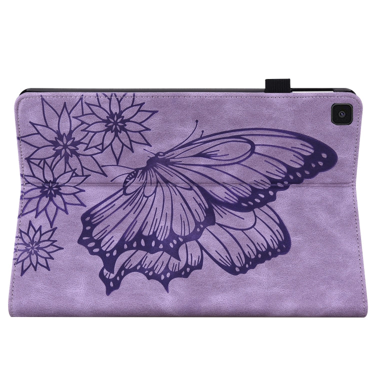 For Samsung Galaxy Tab A 8.0 2019 T290/T295 Big Butterfly Embossed Leather Tablet Case(Purple) by bashfashion