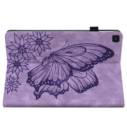 For Samsung Galaxy Tab A 8.0 2019 T290/T295 Big Butterfly Embossed Leather Tablet Case(Purple) by bashfashion