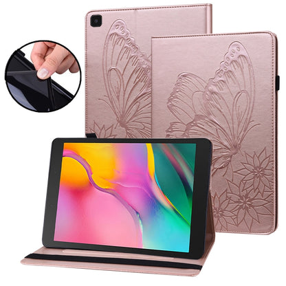 For Samsung Galaxy Tab A 8.0 2019 T290/T295 Big Butterfly Embossed Leather Tablet Case(Rose Gold) by bashfashion