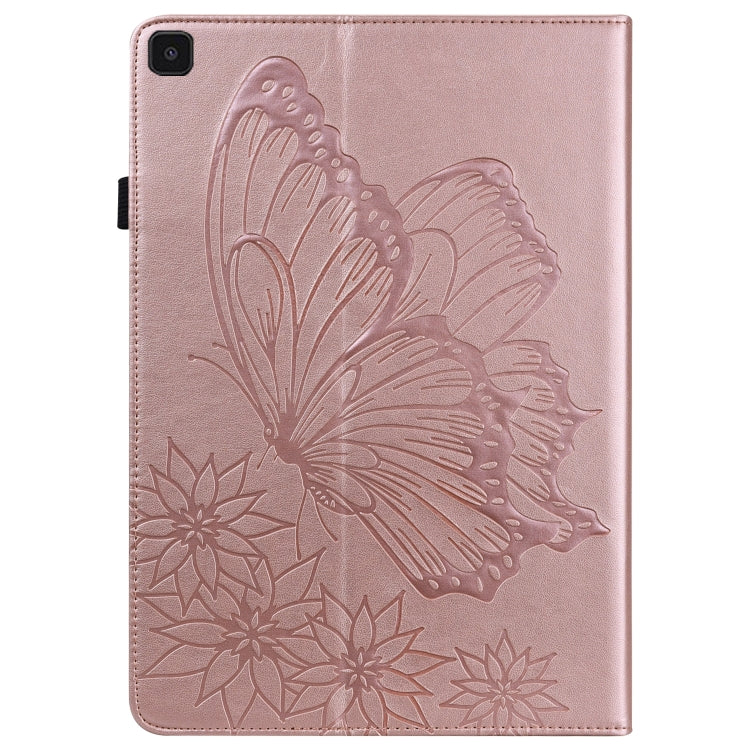 For Samsung Galaxy Tab A 8.0 2019 T290/T295 Big Butterfly Embossed Leather Tablet Case(Rose Gold) by bashfashion