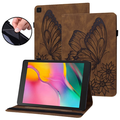 For Samsung Galaxy Tab A 8.0 2019 T290/T295 Big Butterfly Embossed Leather Tablet Case(Brown) by bashfashion