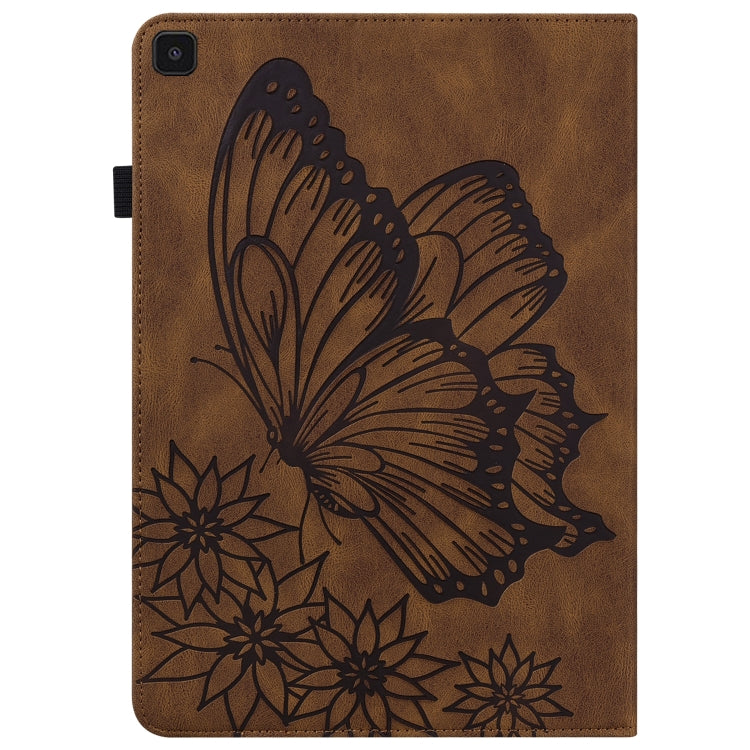 For Samsung Galaxy Tab A 8.0 2019 T290/T295 Big Butterfly Embossed Leather Tablet Case(Brown) by bashfashion
