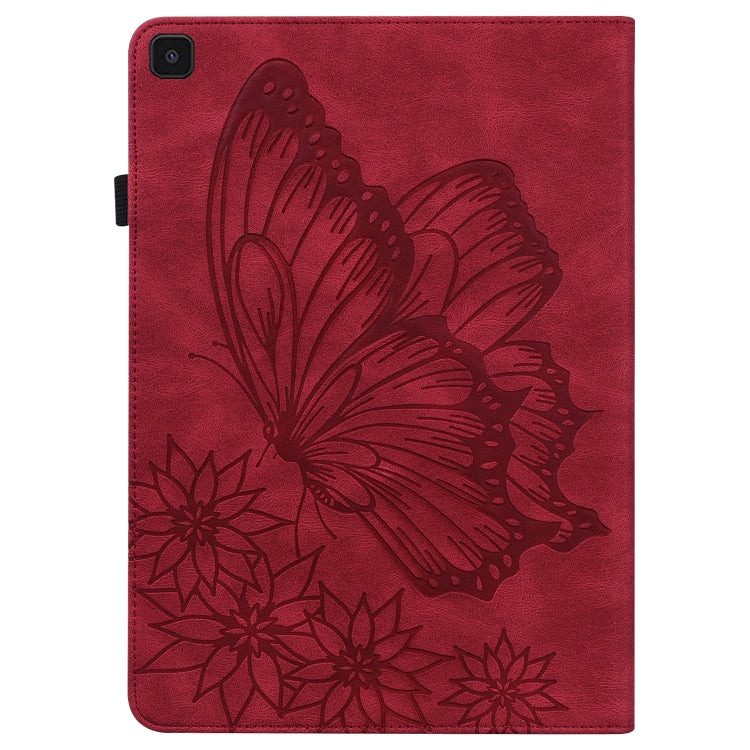 For Samsung Galaxy Tab A 8.0 2019 T290/T295 Big Butterfly Embossed Leather Tablet Case(Red) by bashfashion