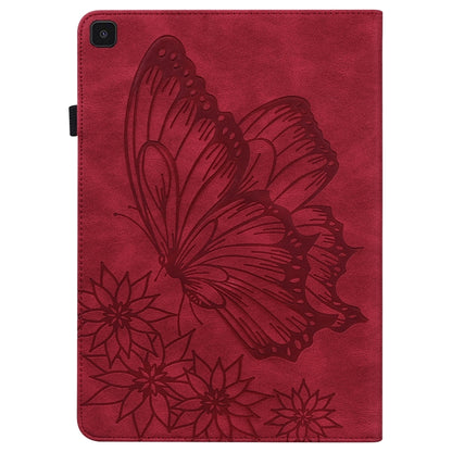 For Samsung Galaxy Tab A 8.0 2019 T290/T295 Big Butterfly Embossed Leather Tablet Case(Red) by bashfashion