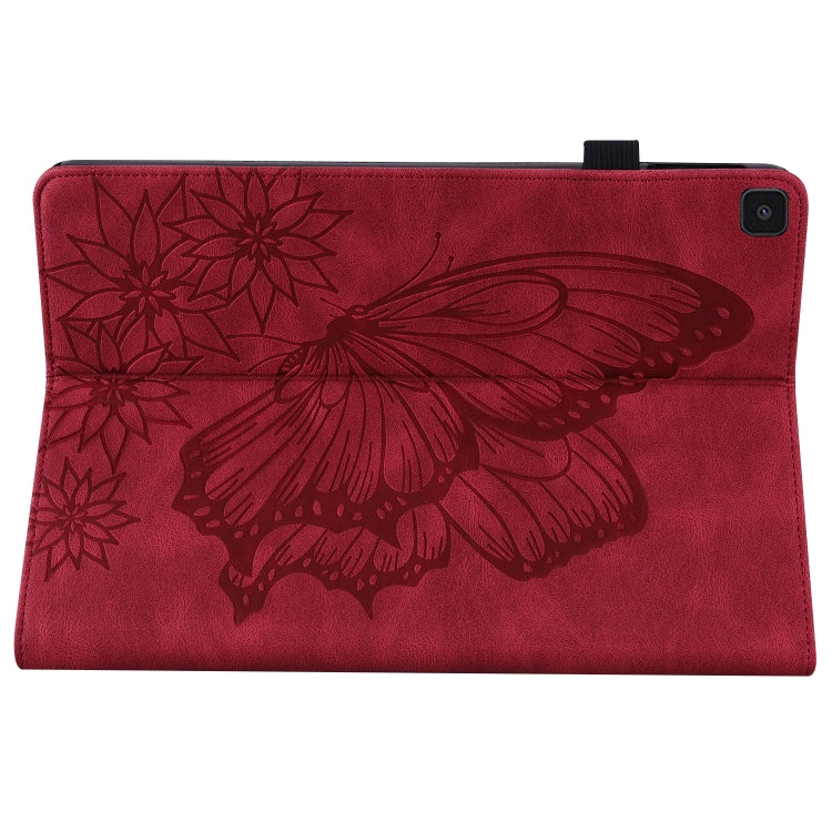 For Samsung Galaxy Tab A 8.0 2019 T290/T295 Big Butterfly Embossed Leather Tablet Case(Red) by bashfashion