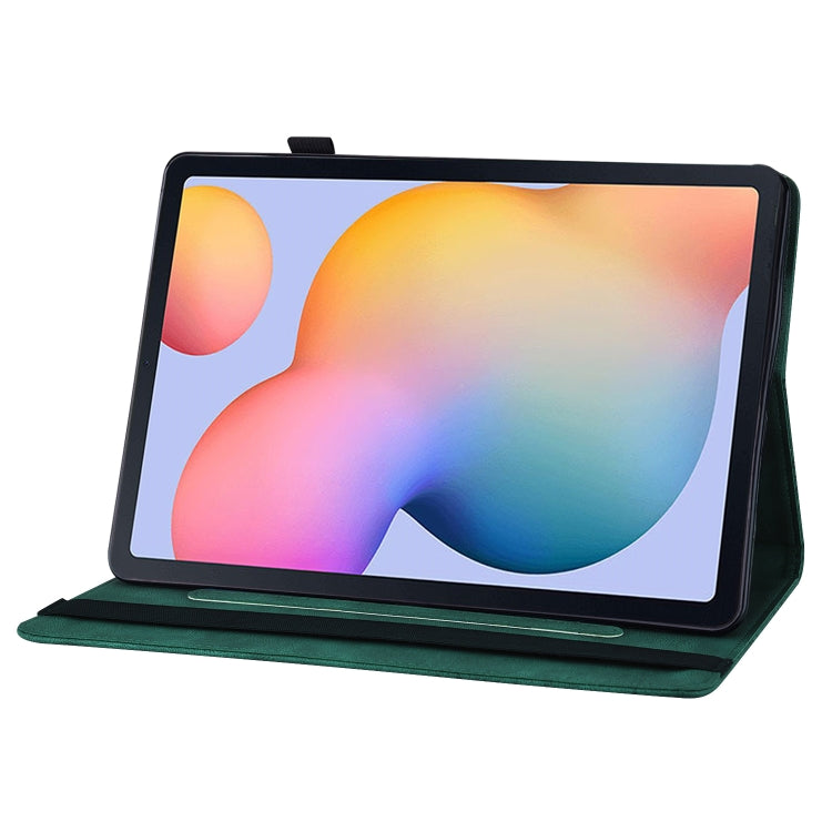 For Samsung Galaxy Tab S6 Lite P610 Big Butterfly Embossed Smart Leather Tablet Case(Green) by bashfashion