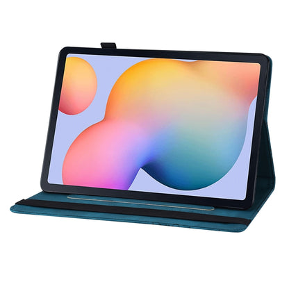 For Samsung Galaxy Tab S6 Lite P610 Big Butterfly Embossed Smart Leather Tablet Case(Blue) by bashfashion