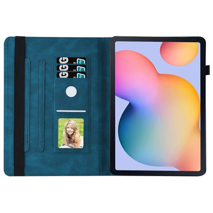 For Samsung Galaxy Tab S6 Lite P610 Big Butterfly Embossed Smart Leather Tablet Case(Blue) by bashfashion
