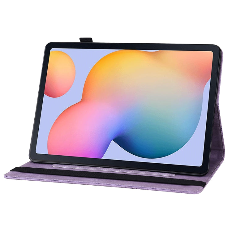 For Samsung Galaxy Tab S6 Lite P610 Big Butterfly Embossed Smart Leather Tablet Case(Purple) by bashfashion