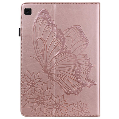 For Samsung Galaxy Tab S6 Lite P610 Big Butterfly Embossed Smart Leather Tablet Case(Rose Gold) by bashfashion