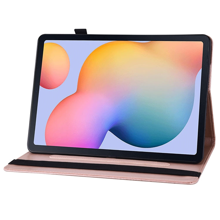 For Samsung Galaxy Tab S6 Lite P610 Big Butterfly Embossed Smart Leather Tablet Case(Rose Gold) by bashfashion