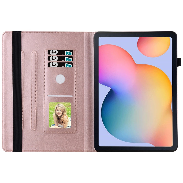For Samsung Galaxy Tab S6 Lite P610 Big Butterfly Embossed Smart Leather Tablet Case(Rose Gold) by bashfashion