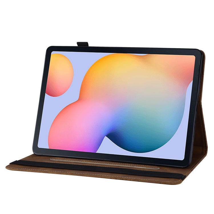 For Samsung Galaxy Tab S6 Lite P610 Big Butterfly Embossed Smart Leather Tablet Case(Brown) by bashfashion