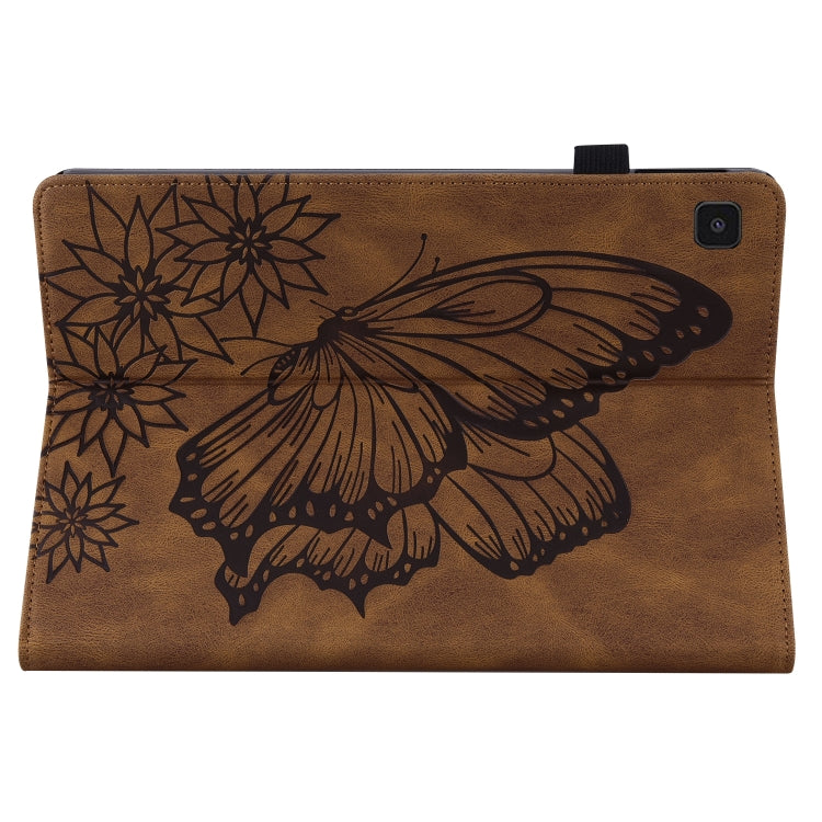 For Samsung Galaxy Tab S6 Lite P610 Big Butterfly Embossed Smart Leather Tablet Case(Brown) by bashfashion