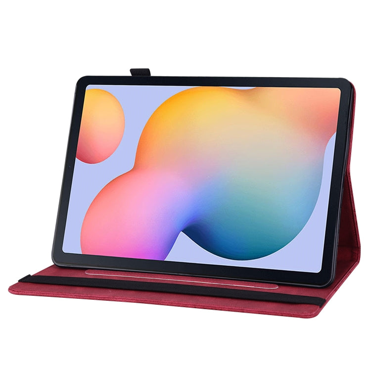 For Samsung Galaxy Tab S6 Lite P610 Big Butterfly Embossed Smart Leather Tablet Case(Red) by bashfashion