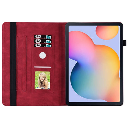 For Samsung Galaxy Tab S6 Lite P610 Big Butterfly Embossed Smart Leather Tablet Case(Red) by bashfashion