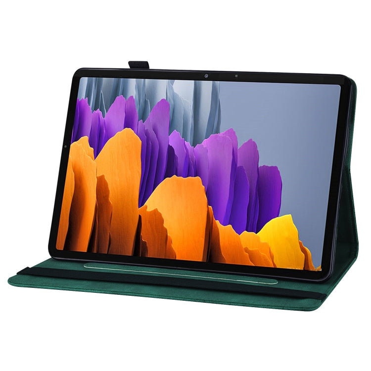 For Samsung Galaxy Tab S7 T870 Big Butterfly Embossed Leather Tablet Case(Green) by bashfashion