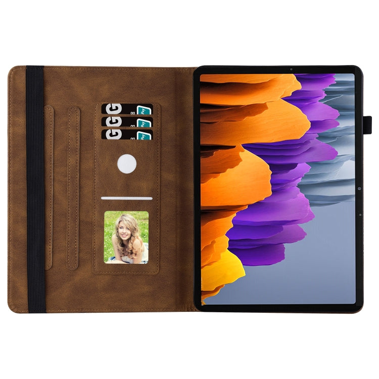 For Samsung Galaxy Tab S7 T870 Big Butterfly Embossed Leather Tablet Case(Brown) by bashfashion