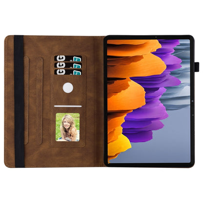For Samsung Galaxy Tab S7 T870 Big Butterfly Embossed Leather Tablet Case(Brown) by bashfashion