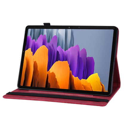 For Samsung Galaxy Tab S7 T870 Big Butterfly Embossed Leather Tablet Case(Red) by bashfashion