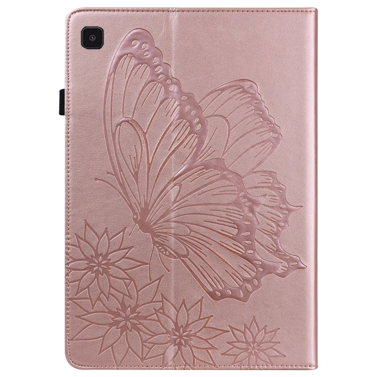 For Samsung Galaxy Tab S5e T720/T725 Big Butterfly Embossed Leather Tablet Case(Rose Gold) by bashfashion