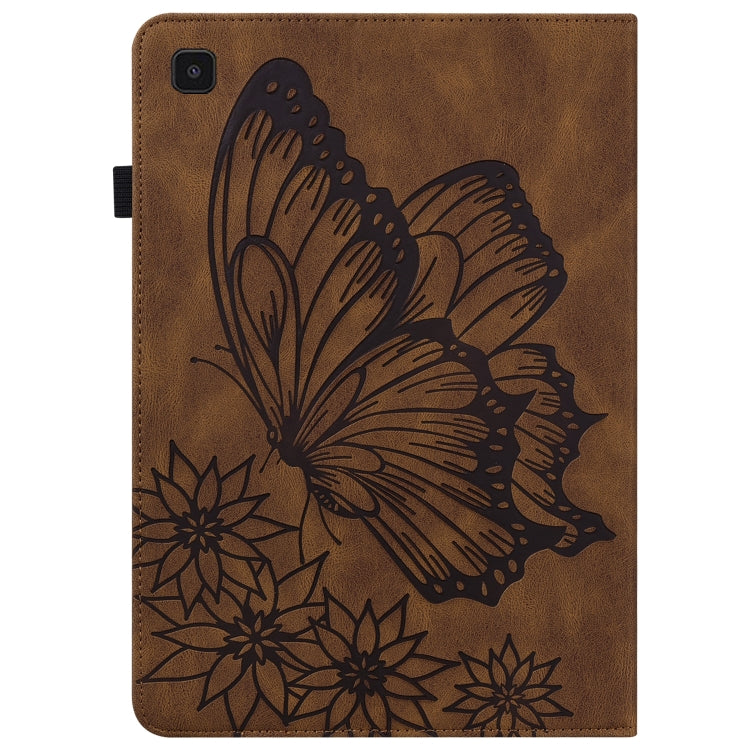 For Samsung Galaxy Tab S5e T720/T725 Big Butterfly Embossed Leather Tablet Case(Brown) by bashfashion