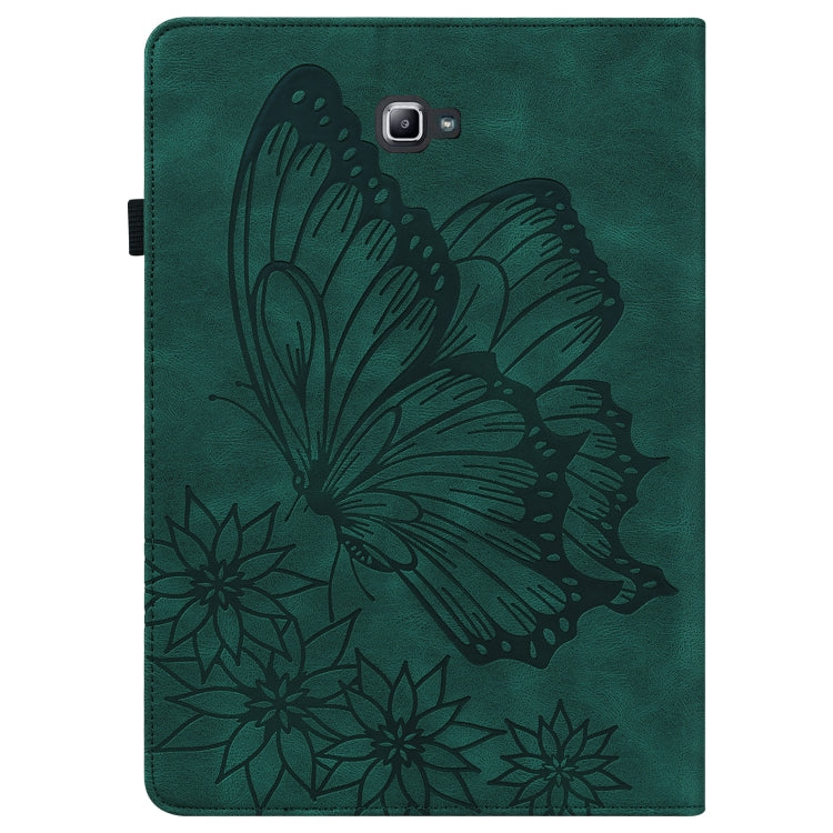 For Samsung Galaxy Tab A 10.1 2016 T580/T585 Big Butterfly Embossed Leather Tablet Case(Green) by bashfashion