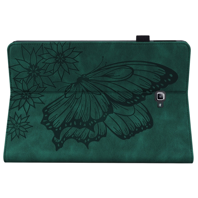 For Samsung Galaxy Tab A 10.1 2016 T580/T585 Big Butterfly Embossed Leather Tablet Case(Green) by bashfashion