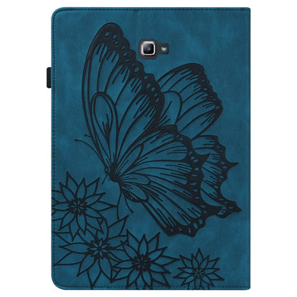 For Samsung Galaxy Tab A 10.1 2016 T580/T585 Big Butterfly Embossed Leather Tablet Case(Blue) by bashfashion
