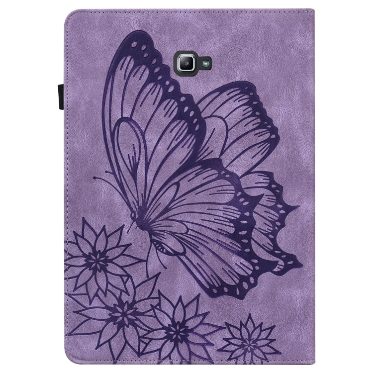 For Samsung Galaxy Tab A 10.1 2016 T580/T585 Big Butterfly Embossed Leather Tablet Case(Purple) by bashfashion