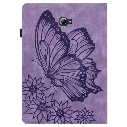 For Samsung Galaxy Tab A 10.1 2016 T580/T585 Big Butterfly Embossed Leather Tablet Case(Purple) by bashfashion