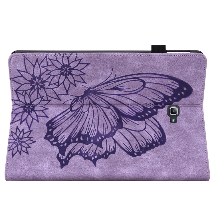 For Samsung Galaxy Tab A 10.1 2016 T580/T585 Big Butterfly Embossed Leather Tablet Case(Purple) by bashfashion