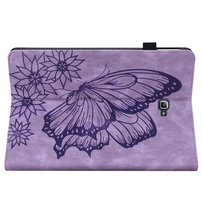 For Samsung Galaxy Tab A 10.1 2016 T580/T585 Big Butterfly Embossed Leather Tablet Case(Purple) by bashfashion