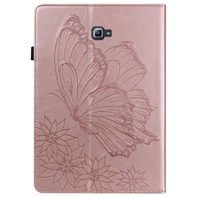 For Samsung Galaxy Tab A 10.1 2016 T580/T585 Big Butterfly Embossed Leather Tablet Case(Rose Gold) by bashfashion