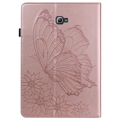For Samsung Galaxy Tab A 10.1 2016 T580/T585 Big Butterfly Embossed Leather Tablet Case(Rose Gold) by bashfashion